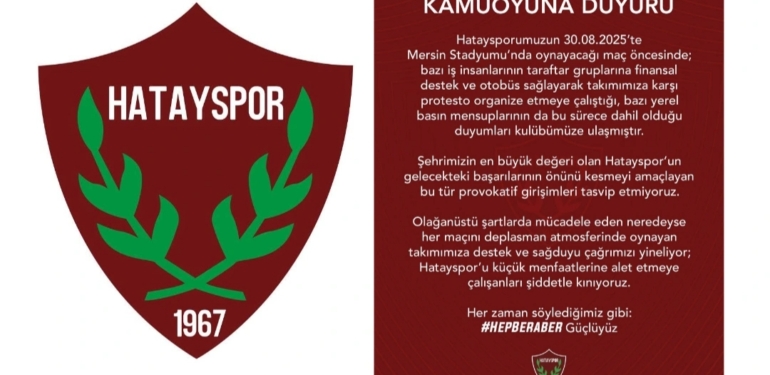 Hatayspor’dan Provokasyon Girişimlerine Tepki
