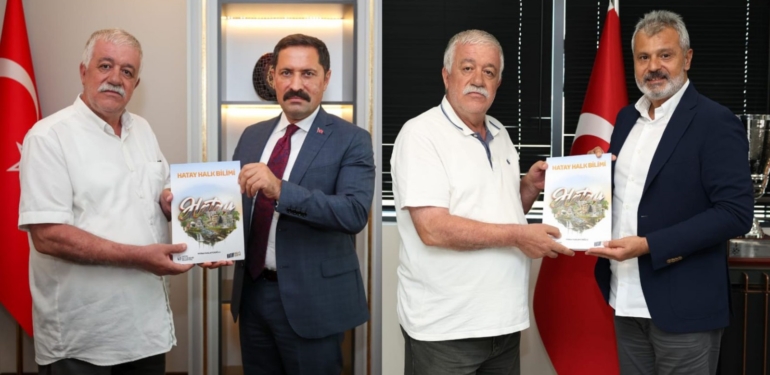 Kalaycıoğlu, “Hatay Halk Bilimi” Kitabını Vali Masatlı ve Başkan Öntürk’e Takdim Etti