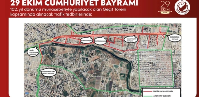 Cumhuriyet Bayramı Kutlamaları Nedeniyle Antakya’da Yollar Kapatılacak