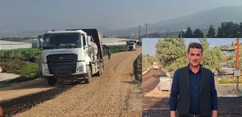 Arsuz Karahüseyinli’de 6 Km’lik Üretim Yoluna Sathi Kaplama Yapıldı