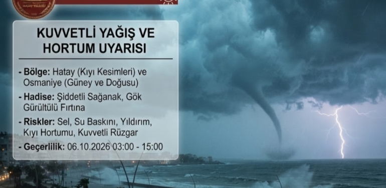 Hatay İçin Kuvvetli Yağış Uyarısı: Sel ve Hortum Riskine Dikkat